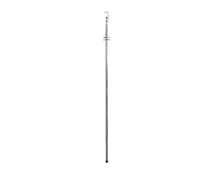Chromed pole with eyelets and hook