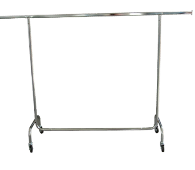 Linear chromed clothing rack